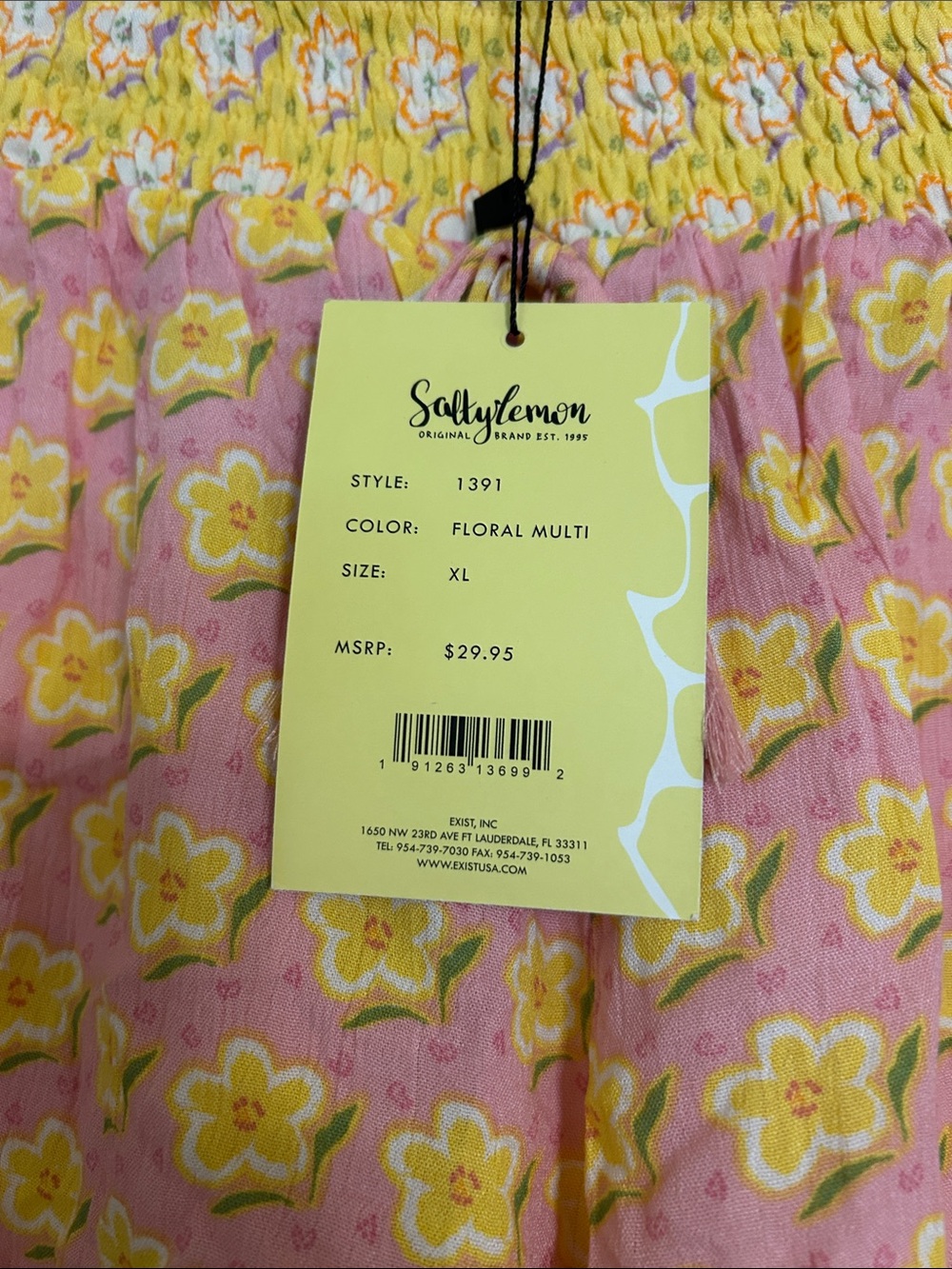 Floral Smocked Tank Top and Ruffled Shorts Set in Pink & Yellow - Picture 9 of 9
